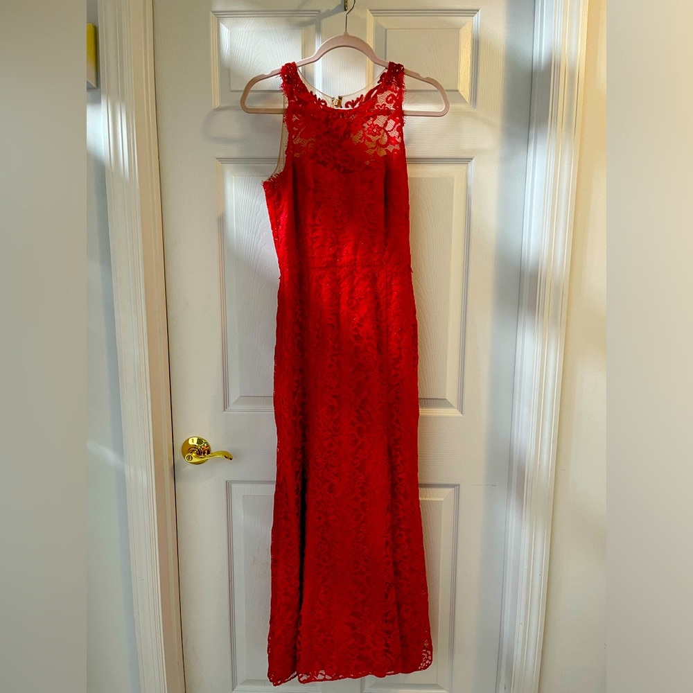 Marchesa Notte dress in red, size four.